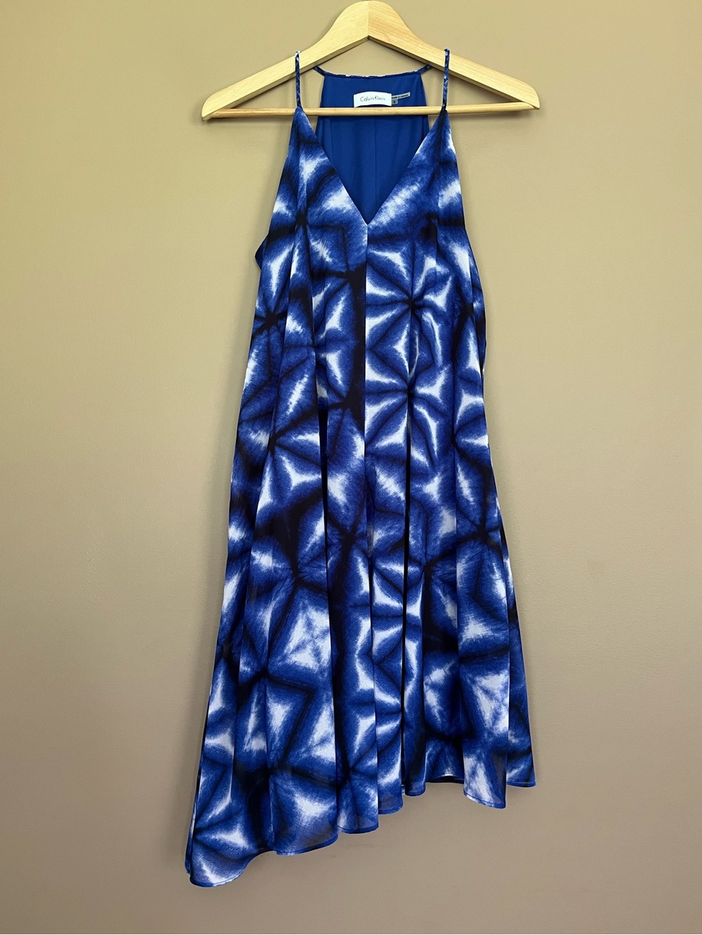{Calvin Klein} Racerback Chiffon Trapeze Dress with Asymmetrical Hemline - 8 - Picture 2 of 11